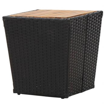 Beistelltisch Schwarz 41,5×41,5×43 cm Poly Rattan & Massivholz