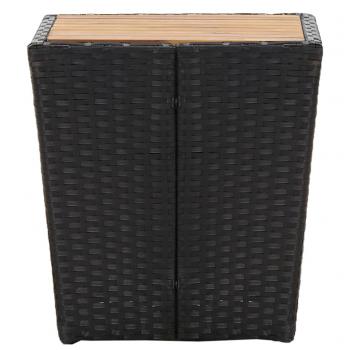 Beistelltisch Schwarz 41,5×41,5×43 cm Poly Rattan & Massivholz