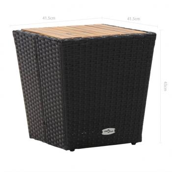 Beistelltisch Schwarz 41,5×41,5×43 cm Poly Rattan & Massivholz