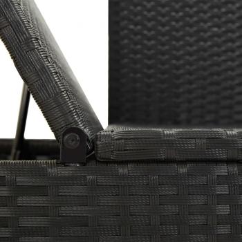 Sonnenliege mit Auflage Poly Rattan Schwarz