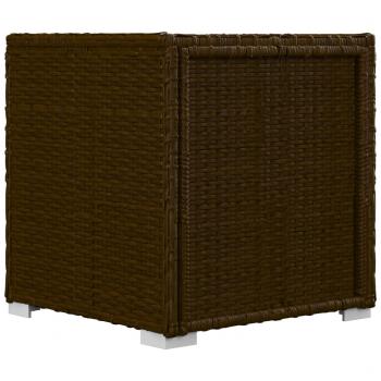 Sonnenliege mit Auflage und Teetisch Poly Rattan Braun