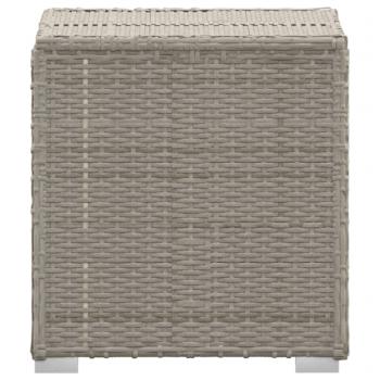 Sonnenliege mit Auflage und Teetisch Poly Rattan Grau