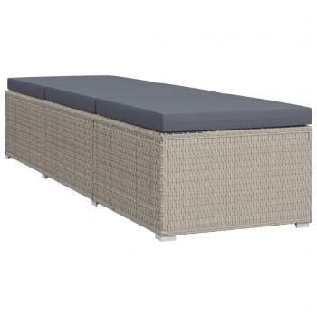 Sonnenliege mit Auflage und Teetisch Poly Rattan Grau