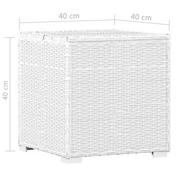 Sonnenliege mit Auflage und Teetisch Poly Rattan Weiß