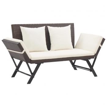 ARDEBO.de - Gartenbank mit Auflagen 176 cm Braun Poly Rattan