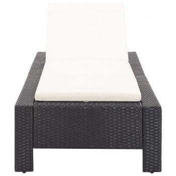 Sonnenliege mit Auflage Schwarz Poly Rattan