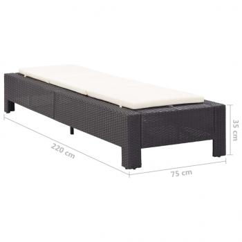 Sonnenliege mit Auflage Schwarz Poly Rattan