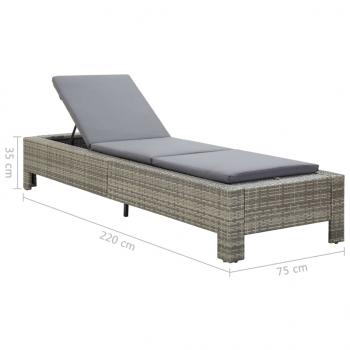 Sonnenliege mit Auflage Grau Poly Rattan 