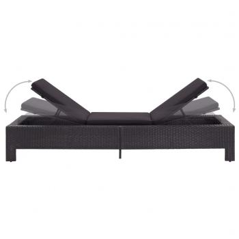 Sonnenliege mit Auflage Schwarz Poly Rattan