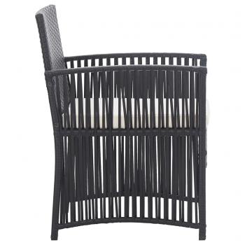 4-tlg. Garten-Lounge-Set mit Auflage Poly Rattan Schwarz