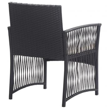 4-tlg. Garten-Lounge-Set mit Auflage Poly Rattan Schwarz