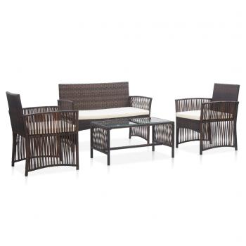 ARDEBO.de - 4-tlg. Garten-Lounge-Set mit Auflage Poly Rattan Braun