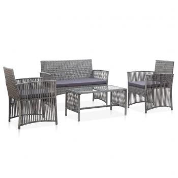 ARDEBO.de - 4-tlg. Garten-Lounge-Set mit Auflage Poly Rattan Anthrazit