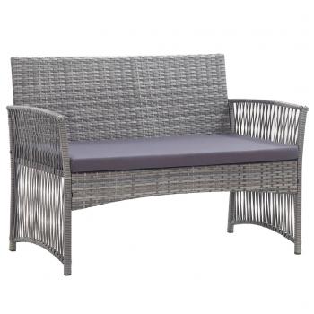 4-tlg. Garten-Lounge-Set mit Auflage Poly Rattan Anthrazit