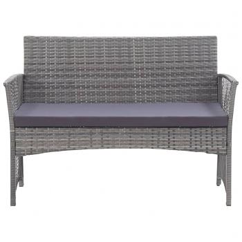 4-tlg. Garten-Lounge-Set mit Auflage Poly Rattan Anthrazit