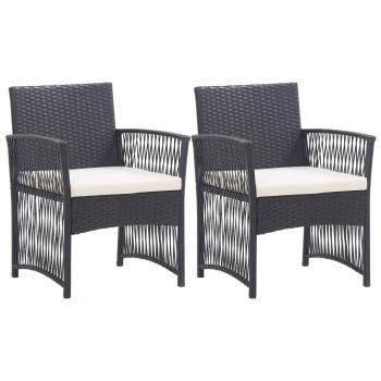 ARDEBO.de - Gartensessel mit Sitzkissen 2 Stk. Schwarz Poly Rattan