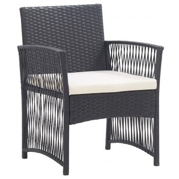 Gartensessel mit Sitzkissen 2 Stk. Schwarz Poly Rattan