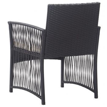 Gartensessel mit Sitzkissen 2 Stk. Schwarz Poly Rattan