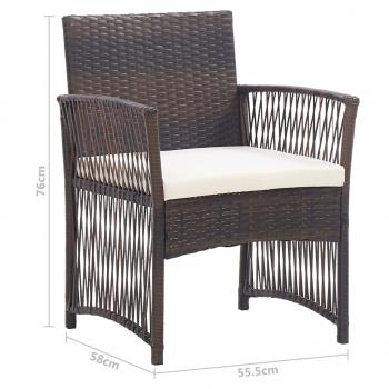 Gartensessel mit Sitzkissen 2 Stk. Braun Poly Rattan