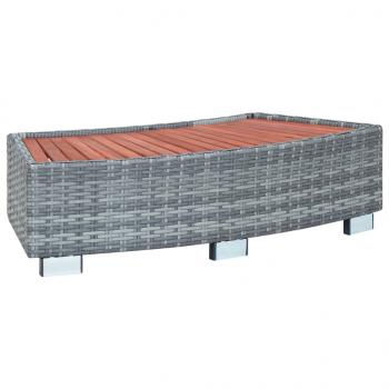 ARDEBO.de - Spa-Einstiegsstufe Grau Poly Rattan 92×45×25 cm