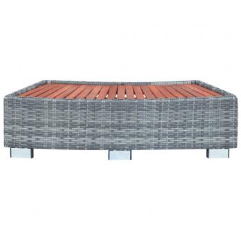 Spa-Einstiegsstufe Grau Poly Rattan 92×45×25 cm