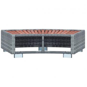 Spa-Einstiegsstufe Grau Poly Rattan 92×45×25 cm