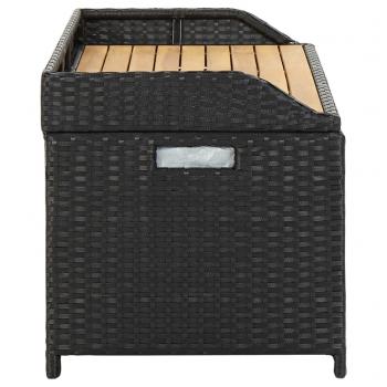 Sitzbank mit Stauraum 120 cm Poly Rattan Schwarz