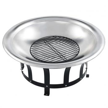 Garten-Feuerschale mit Grill Edelstahl 76 cm