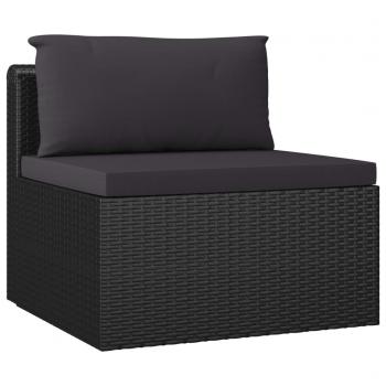 7-tlg. Garten-Lounge-Set mit Auflagen Poly Rattan Schwarz