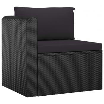 5-tlg. Garten-Lounge-Set mit Auflagen Poly Rattan Schwarz