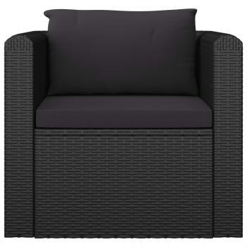 Sessel mit Auflagen Poly Rattan Schwarz