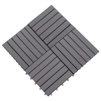 Terrassenfliesen 10 Stk. Grau 30 x 30 cm Massivholz Akazie