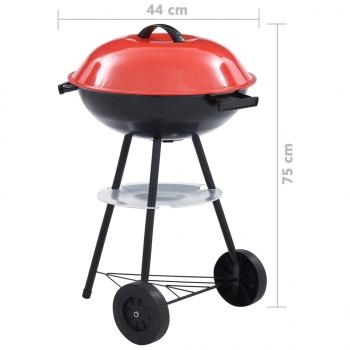 Tragbarer Holzkohlegrill XXL mit Rädern 44 cm