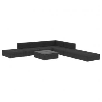 8-tlg. Garten-Lounge-Set mit Auflagen Poly Rattan Schwarz