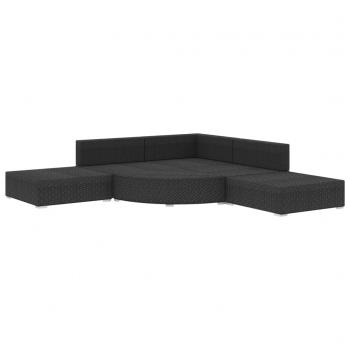 6-tlg. Garten-Lounge-Set mit Auflagen Poly Rattan Schwarz