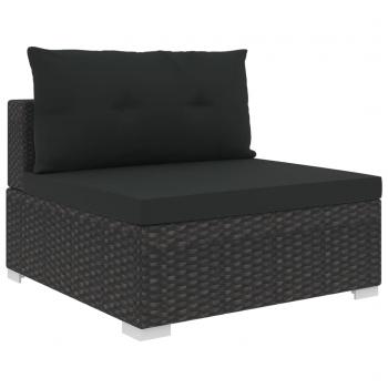 10-tlg. Garten-Lounge-Set mit Auflagen Poly Rattan Schwarz