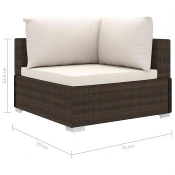 4-tlg. Garten-Lounge-Set mit Auflagen Poly Rattan Braun