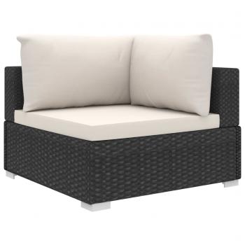 4-tlg. Garten-Lounge-Set mit Auflagen Poly Rattan Schwarz