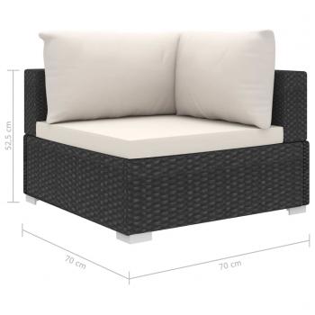 4-tlg. Garten-Lounge-Set mit Auflagen Poly Rattan Schwarz