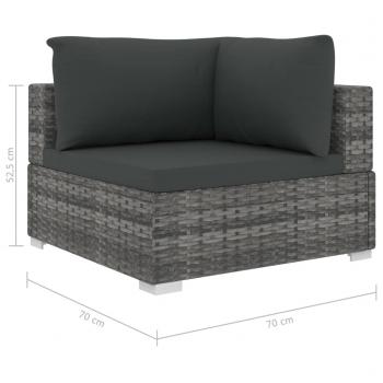 5-tlg. Garten-Lounge-Set mit Auflagen Poly Rattan Grau