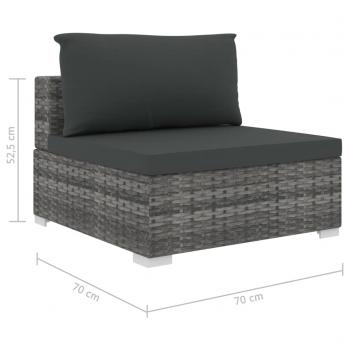 5-tlg. Garten-Lounge-Set mit Auflagen Poly Rattan Grau