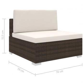 Modular-Sofa-Mittelteil 1 Stk. + Auflagen Poly Rattan Braun 