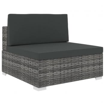 ARDEBO.de - Modular-Sofa-Mittelteil 1 Stk. + Auflagen Poly Rattan Grau