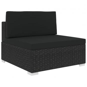 ARDEBO.de - Modular-Sofa-Mittelteil 1 Stk. + Auflagen Poly Rattan Schwarz