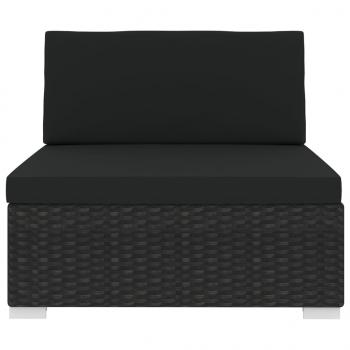 Modular-Sofa-Mittelteil 1 Stk. + Auflagen Poly Rattan Schwarz