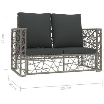 2-tlg. Garten-Lounge-Set mit Auflagen Poly Rattan Grau