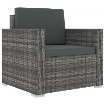 8-tlg. Garten-Lounge-Set mit Auflagen Poly Rattan Grau