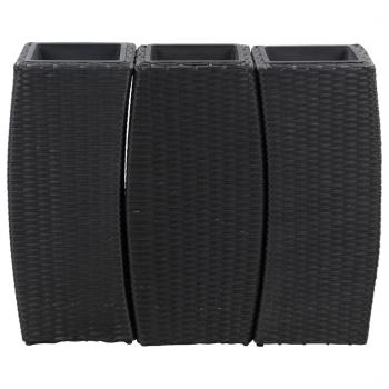 Garten-Hochbeete 3-tlg. Poly Rattan Schwarz