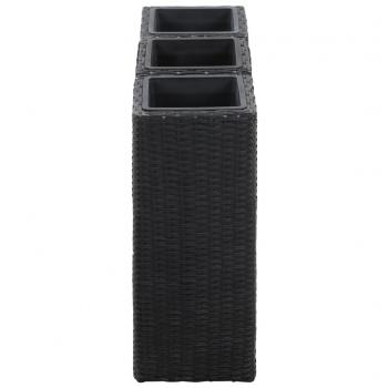 Garten-Hochbeete 3-tlg. Poly Rattan Schwarz