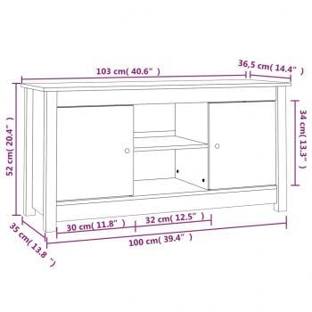 TV-Schrank 103x36,5x52 cm Massivholz Kiefer